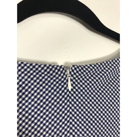 J.Crew Women's 8 Faux Wrap Ruffle Gingham Short Dress Navy White Cottagecore - Picture 7 of 11